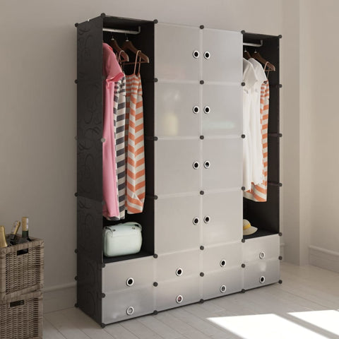 Modular Cabinet 18 Compartments Black and White
