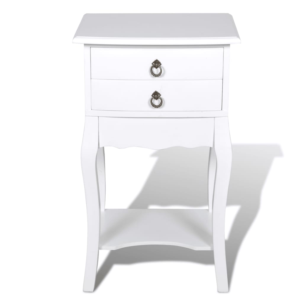 Nightstand with 2 Drawers White