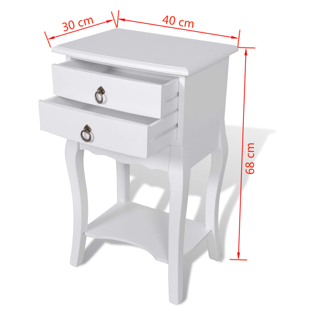 Nightstand with 2 Drawers White