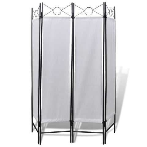 4-Panel Roo Divider Privacy Folding Screen White