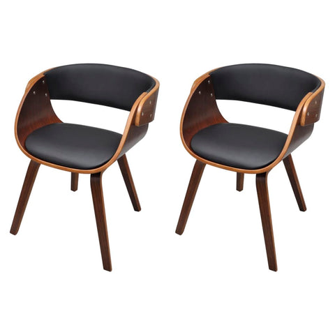 Dining Chairs 2 pcs Brown Bent Wood and Leather