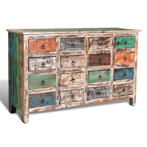 Reclaimed Cabinet Solid Wood Multicolour with 16 Drawers