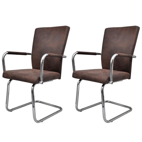 Dining Chairs 2 pcs 'Brown Faux Leather