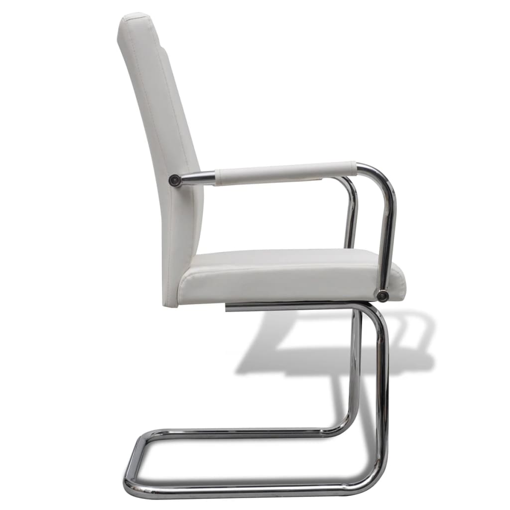 Dining Chairs 2 pcs 'White Faux Leather