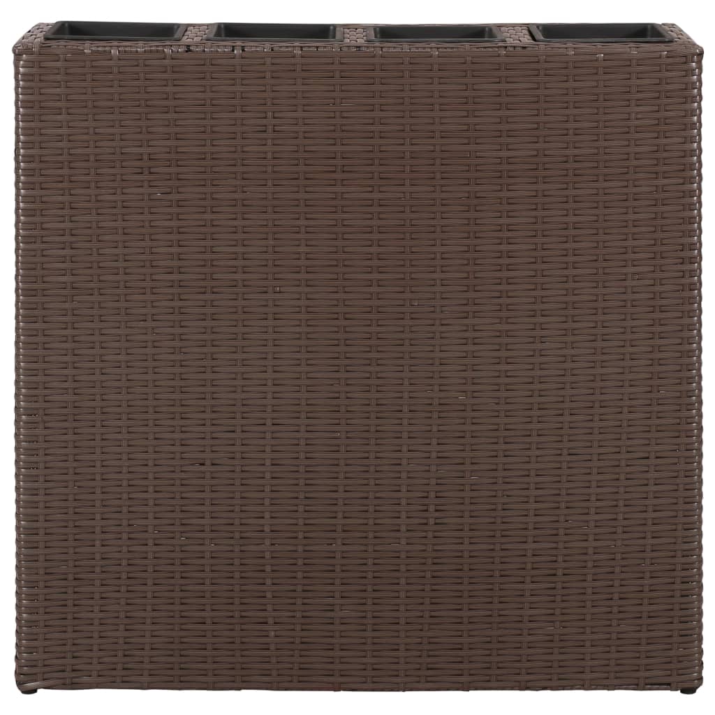 Garden Rectangle Rattan Planter Set Brown