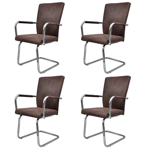 Dining Chairs 4 pcs faux Leather -Brown