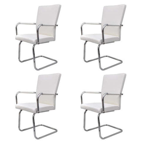 Dining Chairs 4 pcs faux Leather -White