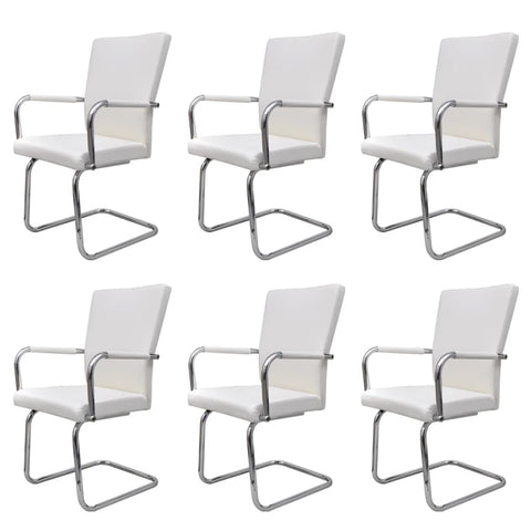Dining Chairs 6 pcs faux Leather -White