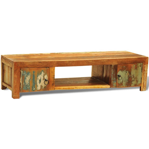 Reclaimed Wood Tv Cabinet With 2 Doors Vintage Antique-Style