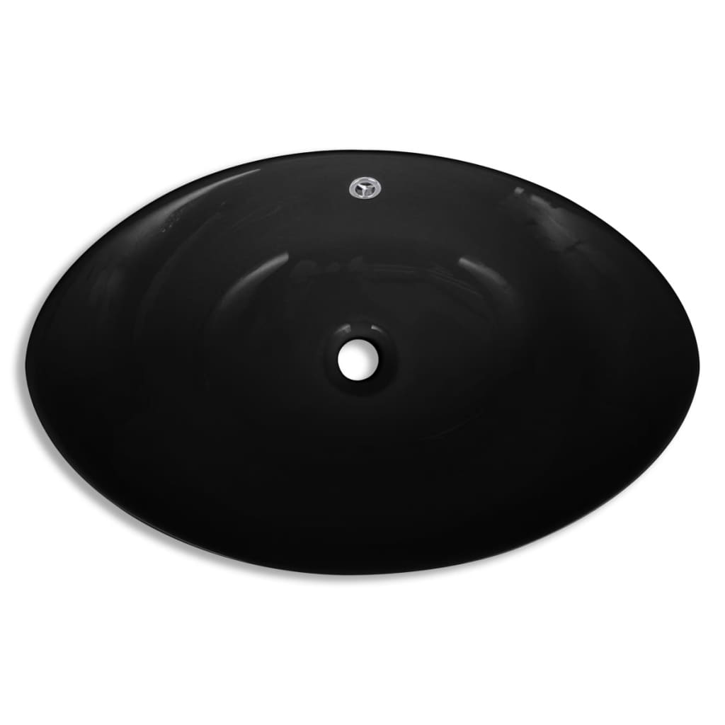 Black Luxury Ceramic Basin Oval with Overflow