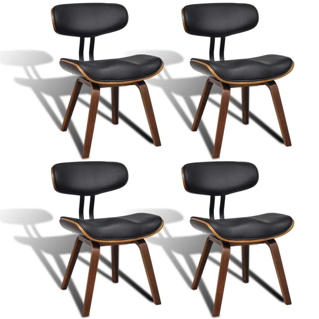 Dining Chairs 4 pcs Bent Wood and Leather
