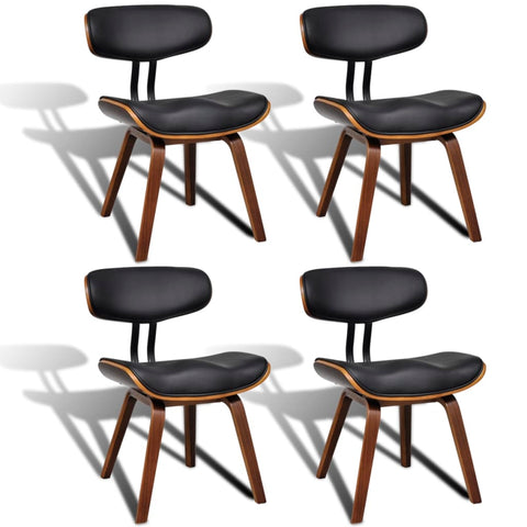 Dining Chairs 4 pcs Bent Wood and Leather