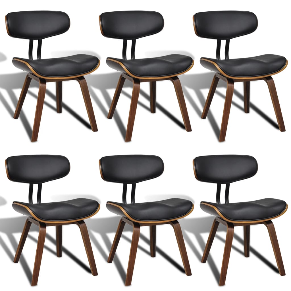 Dining Chairs 6 pcs Bent Wood and Leather