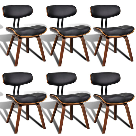 Dining Chairs 6 pcs Bent Wood and Leather