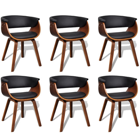 Dining Chairs 6 pcs Bent Wood and Leather