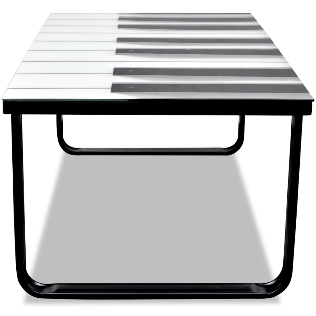 Coffee Table With Piano Printing Glass Top