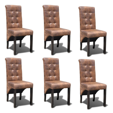 Dining Chairs 6 pcs Brown Leather
