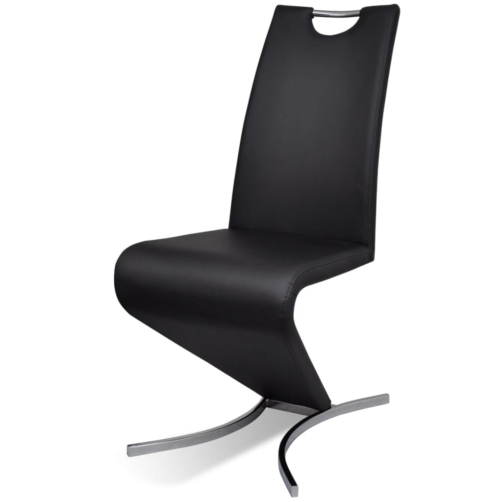 Dining Chairs 2 pcs Black Leather