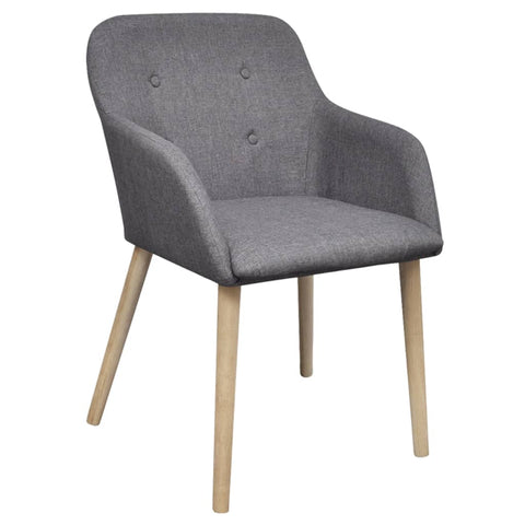 Dining Chairs 6 pcs Light Grey Fabric and Solid Oak Wood