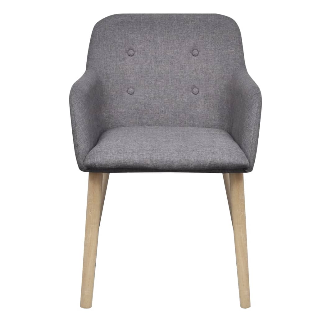 Dining Chairs 6 pcs Light Grey Fabric and Solid Oak Wood