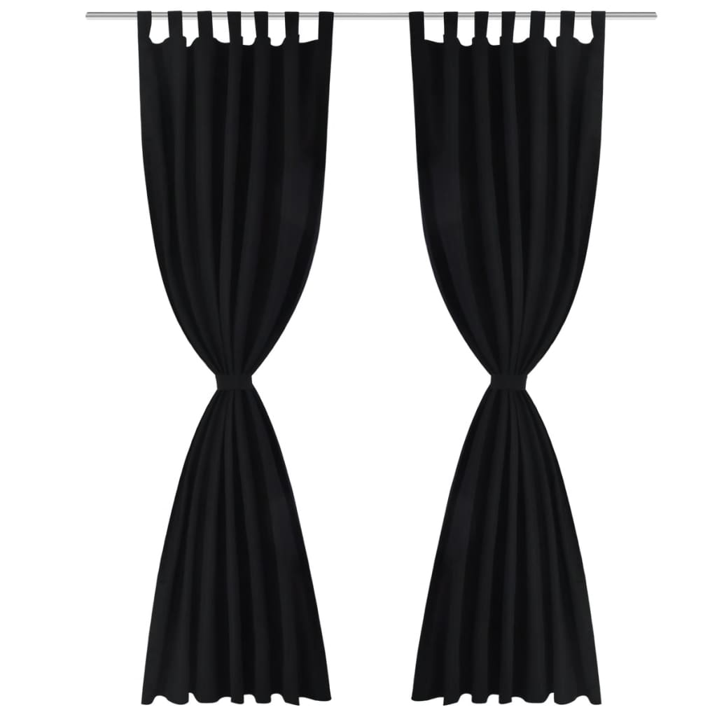 2 pcs Black Micro-Satin Curtains with Loops