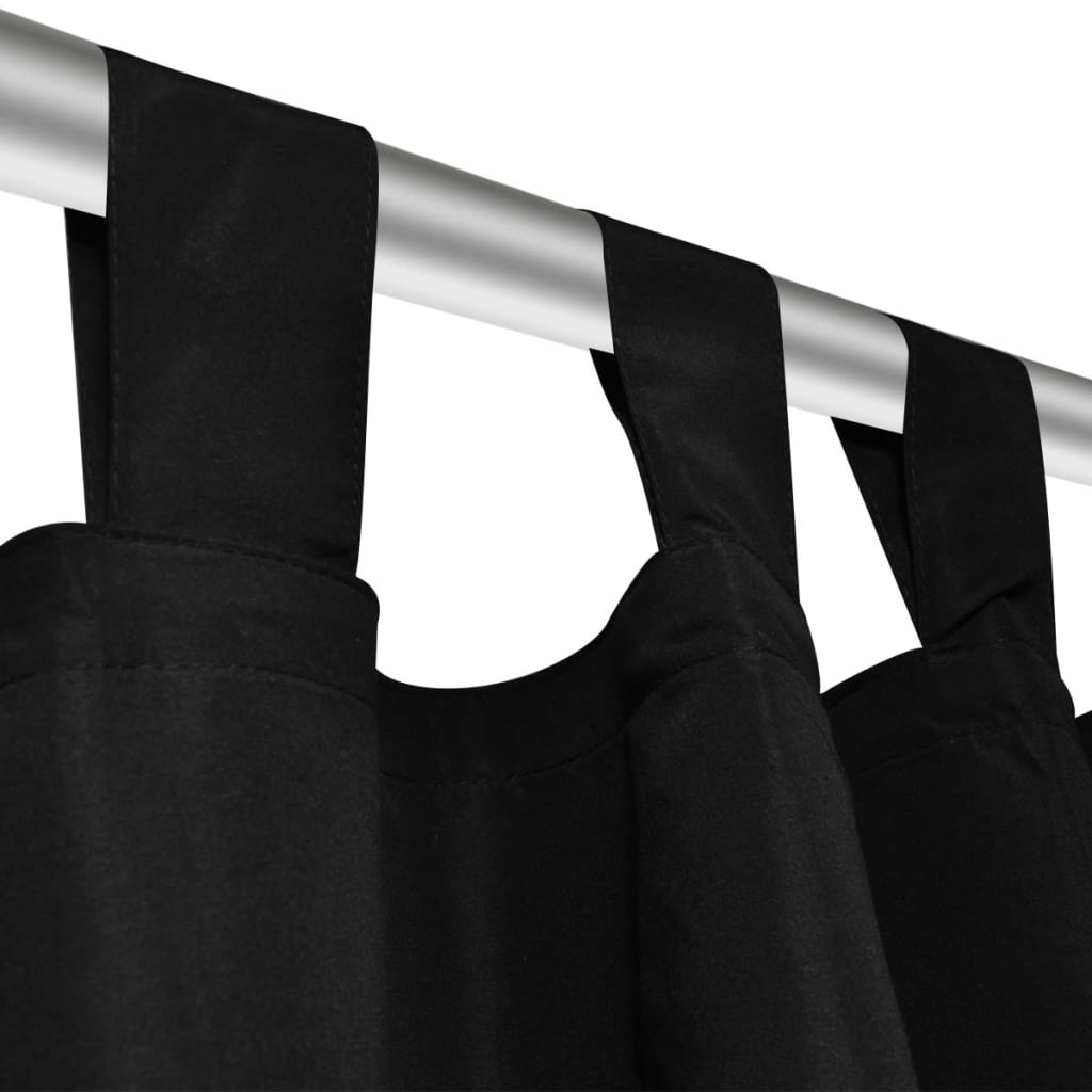 2 pcs Black Micro-Satin Curtains with Loops