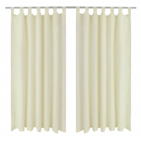 2 pcs Cream Micro-Satin Curtains with Loops
