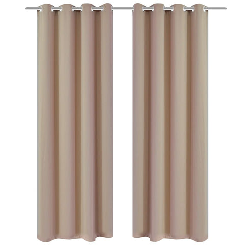 2 pcs Cream Blackout Curtains with Metal Rings