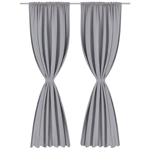 2 pcs Grey Slot-Headed Blackout Curtains