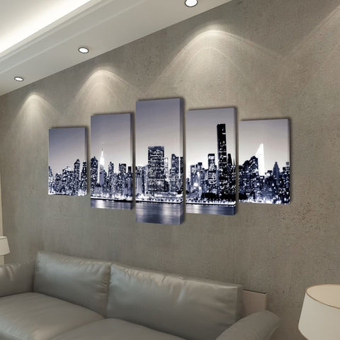 Canvas Wall Print Set monochrome New York Skyline S