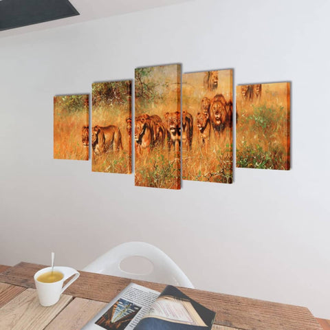 Canvas Wall Print Set Lions M