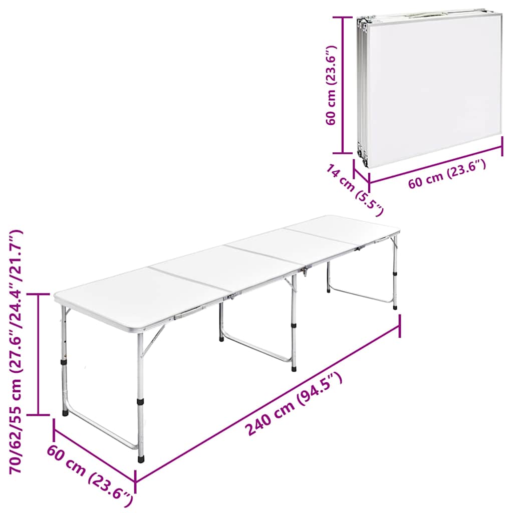 Foldable Camping Table Height Adjustable Aluminium