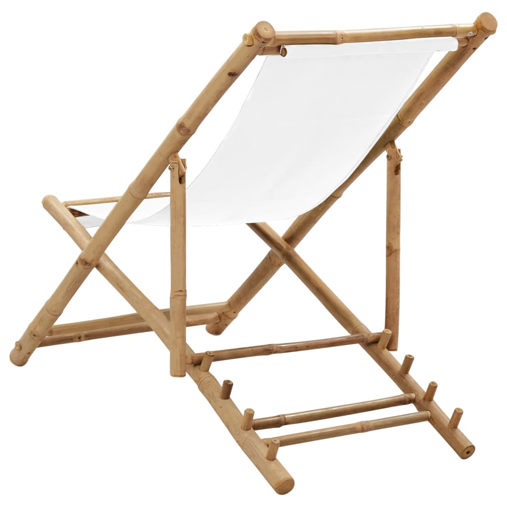 Outdoor Deck Chair Bamboo and Canvas