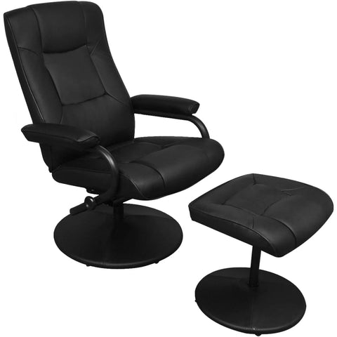 TV Archair with Footstool Black Fau Leather