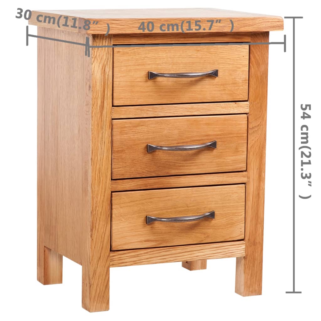 Nightstand With 3 Drawers Oak
