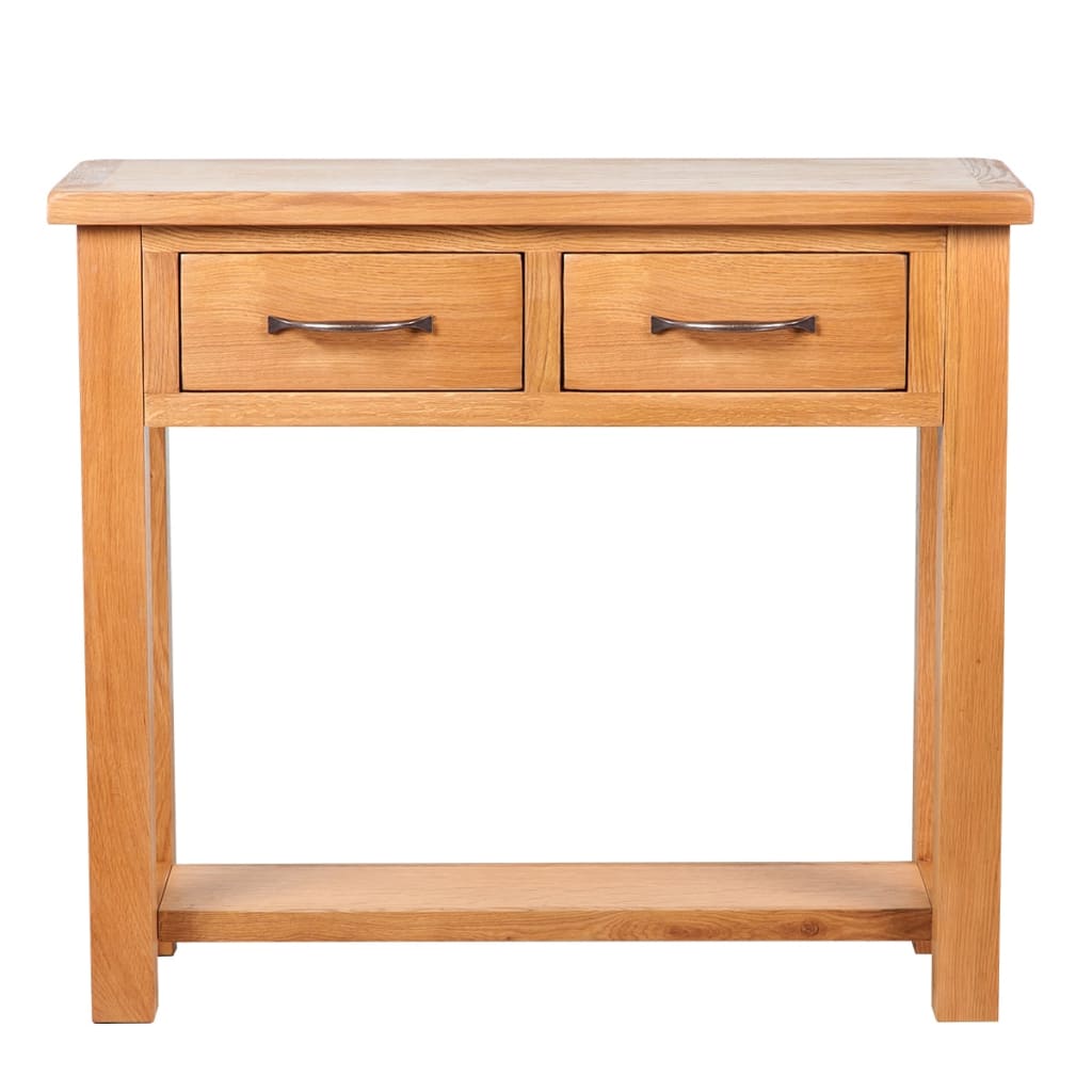 Console Table with 2 Drawers Solid Oak Wood