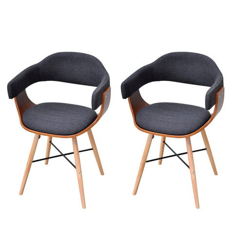 Dining Chairs 2 pcs Dark Grey Bent Wood and Fabric