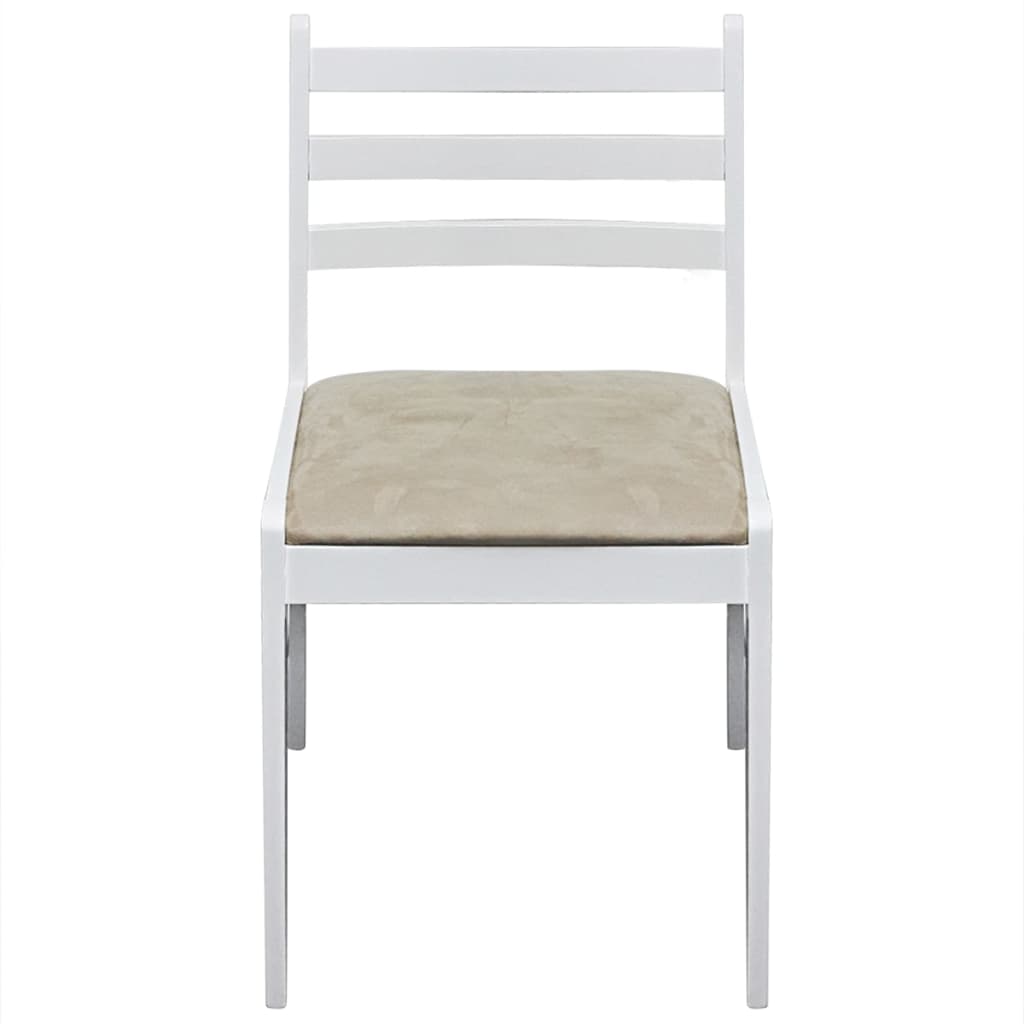 Dining Chairs 2 pcs White Solid Rubber Wood and Velvet | White colour