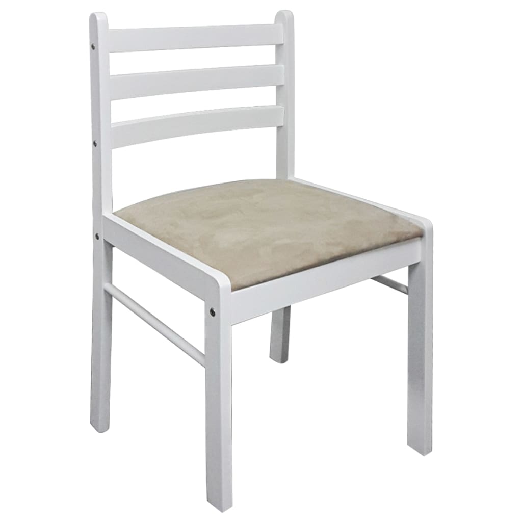 Dining Chairs 2 pcs White Solid Rubber Wood and Velvet, Wood finish