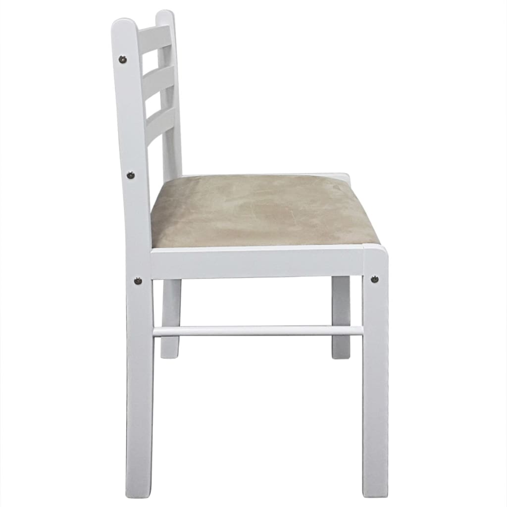 Kitchen & Dining Room Chairs - Dining Chairs 2 pcs White Solid Rubber Wood and Velvet