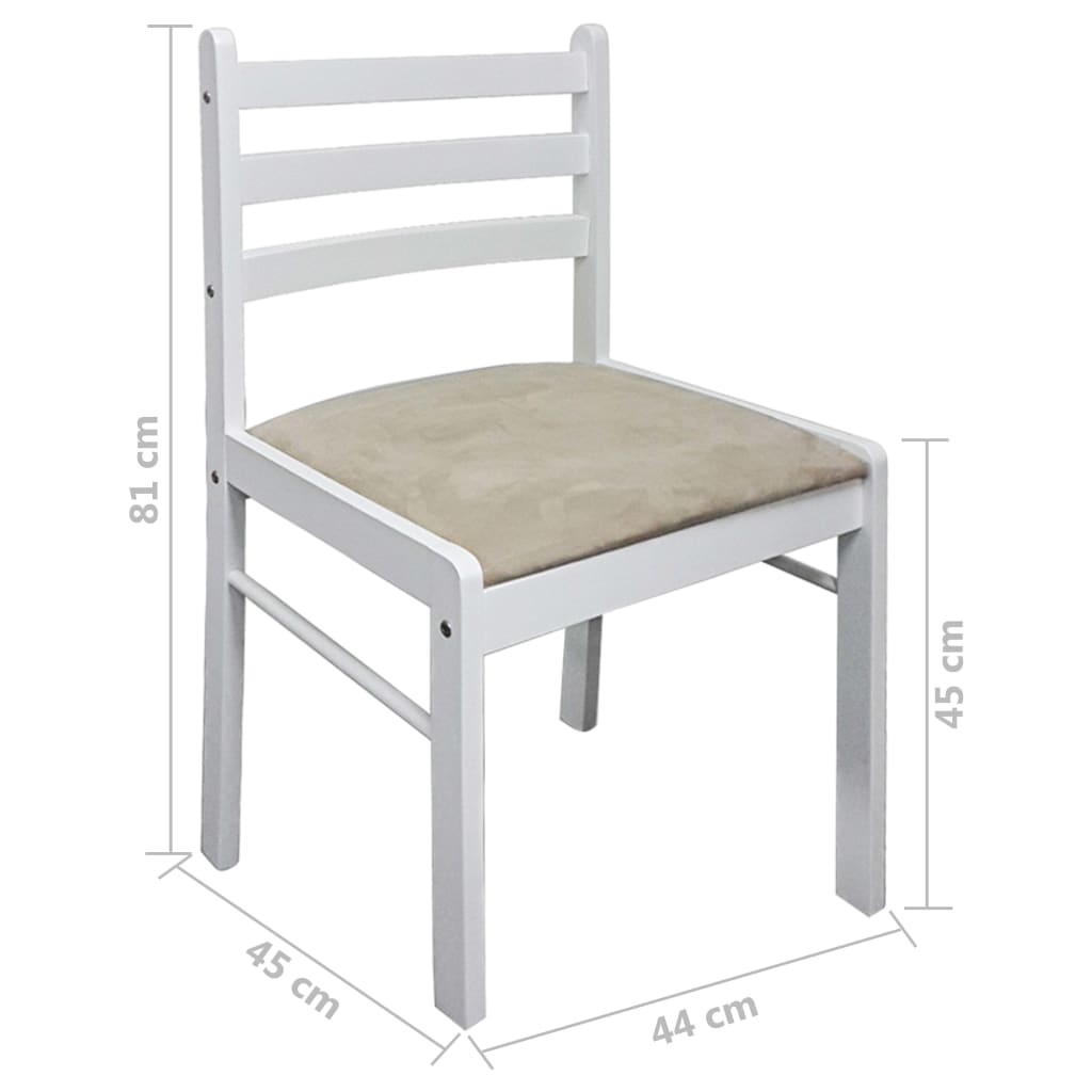 White colour - Dining Chairs 2 pcs White Solid Rubber Wood and Velvet