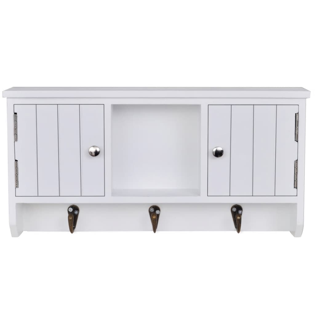 Wall Cabinet for Keys and Jewelery with Doors and Hooks