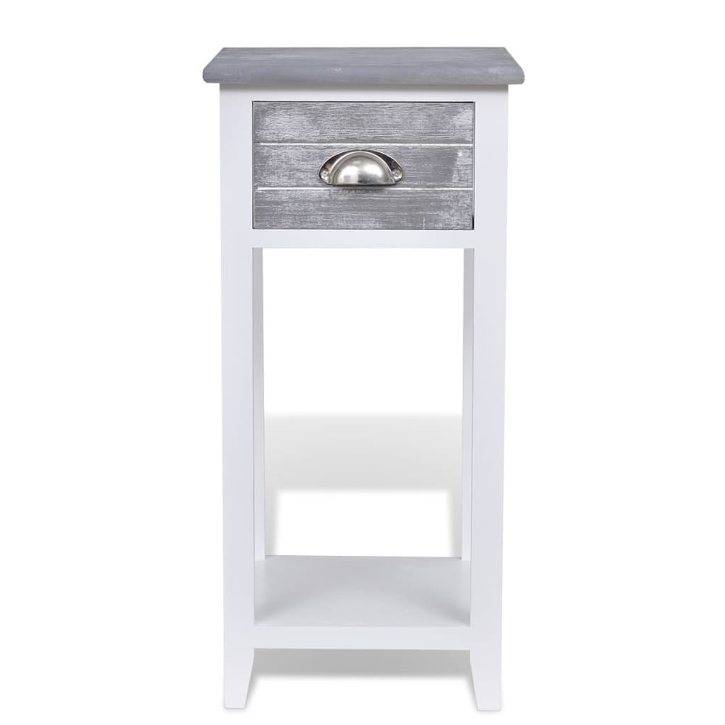Nightstand with 1 Drawer Grey and White