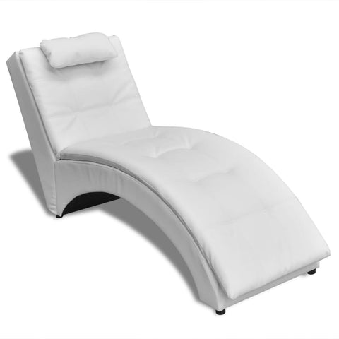 Chaise Longue with Pillow White Leather