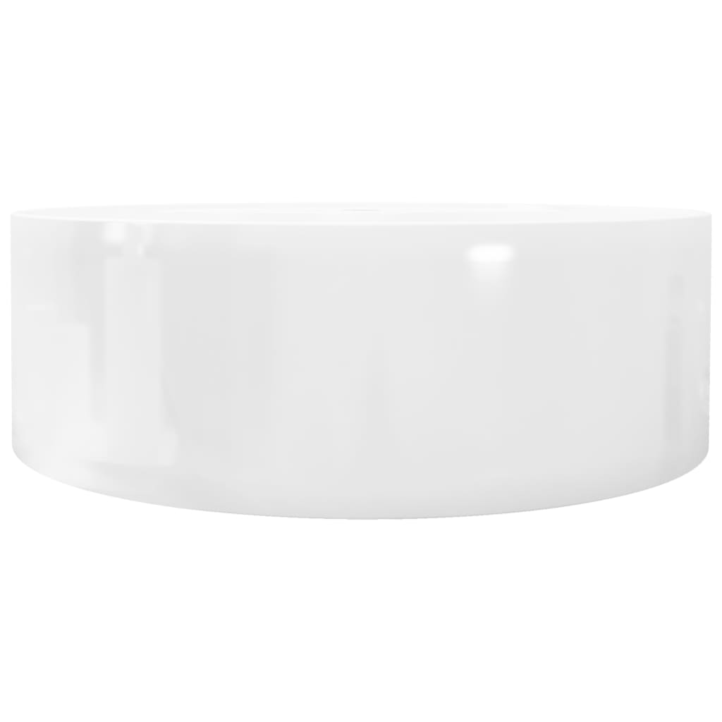 Ceramic Bathroom Sink Basin Faucet/Overflow Hole White Round