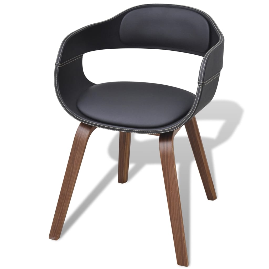 Dining Chairs 2 pcs Black Bent Wood and Leather
