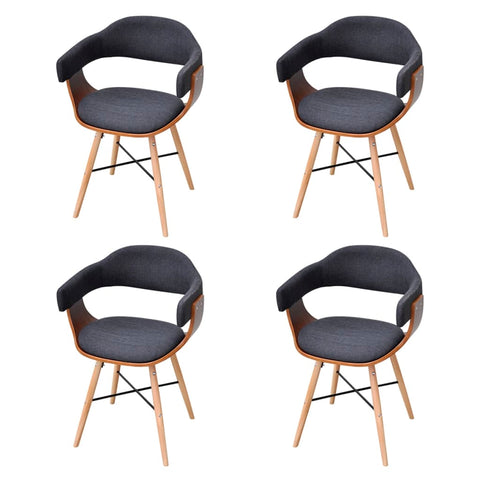 Dining Chairs 4 pcs Dark Grey Bent Wood and Fabric