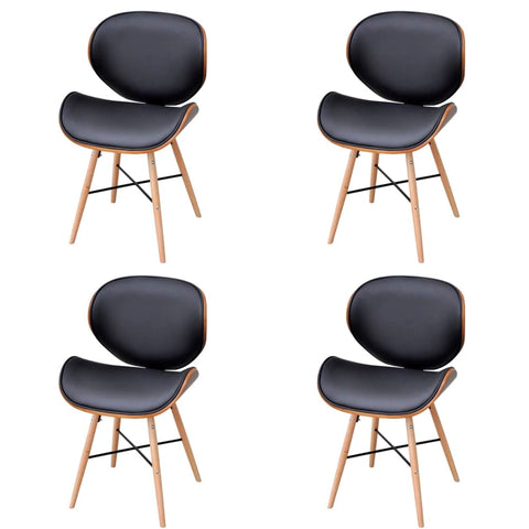 Dining Chairs 4 pcs Bentwood and Leather