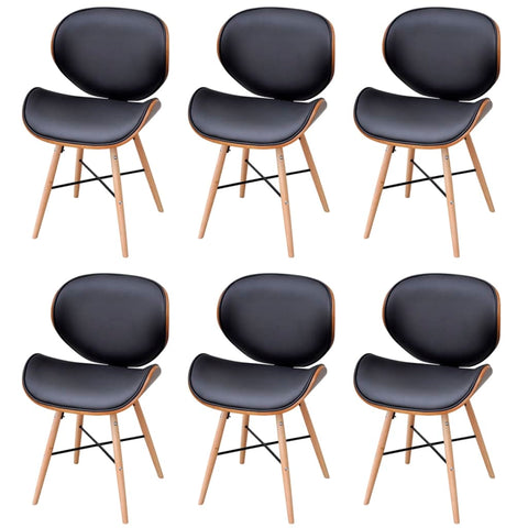 Dining Chairs 6 pcs Bentwood and Leather