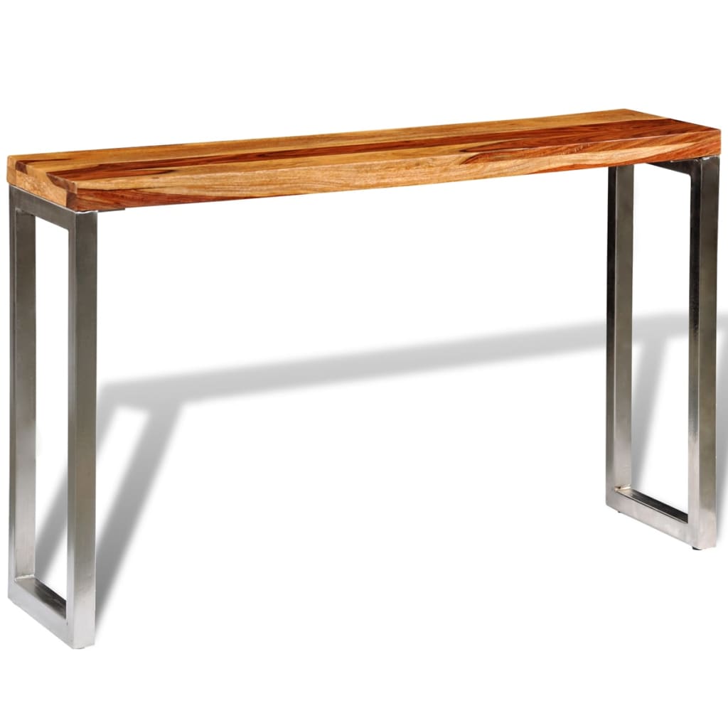 Solid Sheesham Wood Console Table With Steel Leg